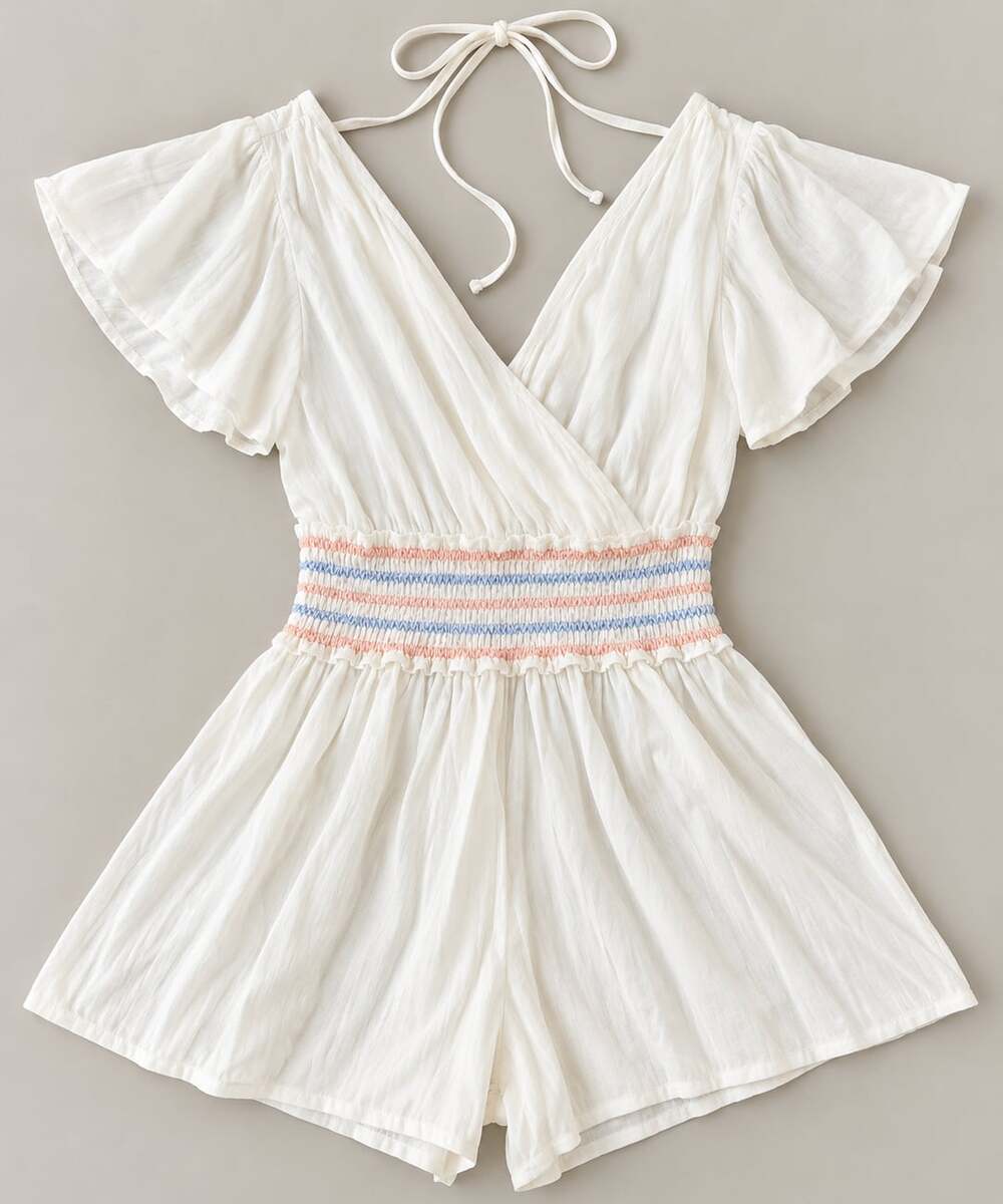 Three Pink Hearts White Smocked Romper Size S (L1)